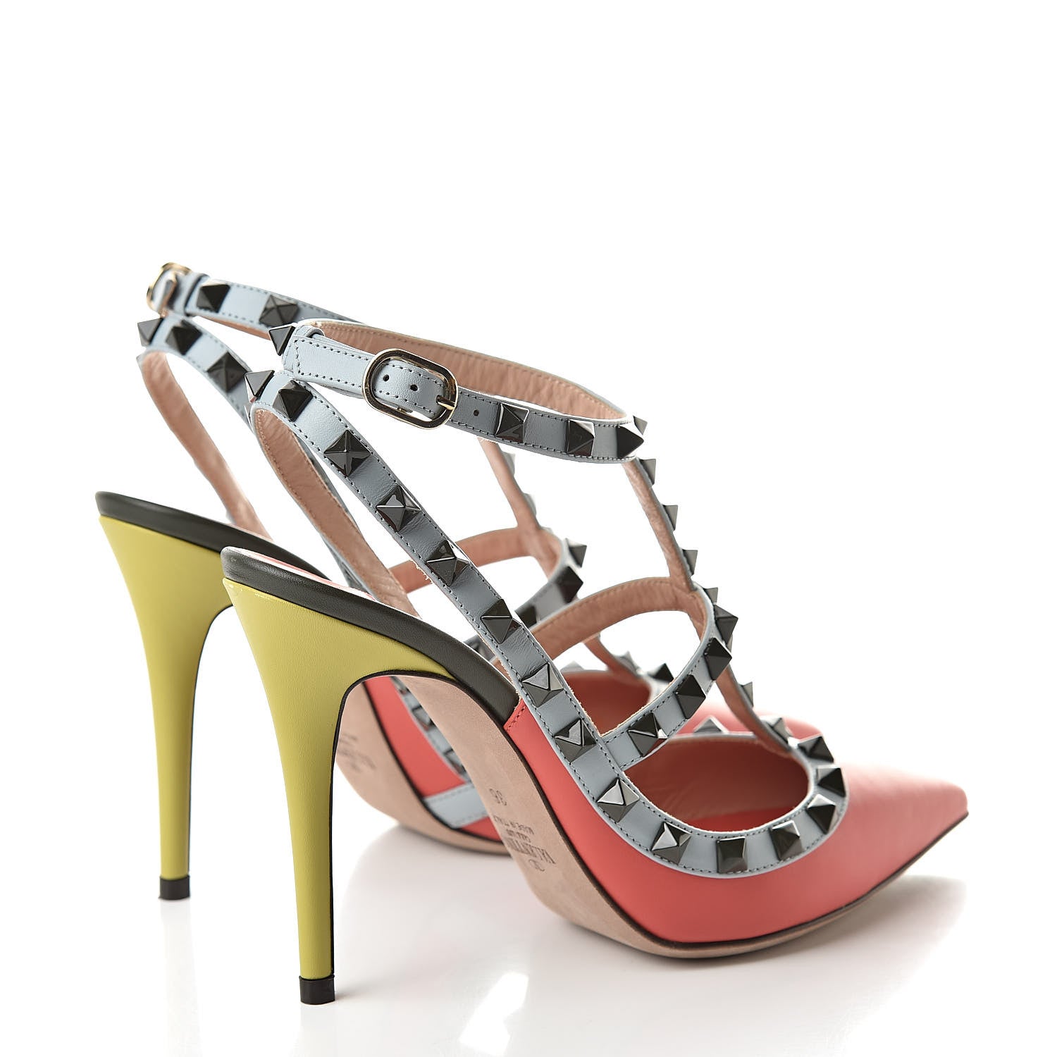 Valentino Garavani Nappa Rockstud Ankle Strap 100mm Pumps 36 Deep Coral Multicolor 4 of 11