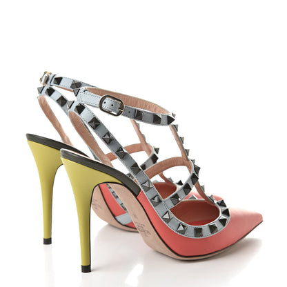 Valentino Garavani Nappa Rockstud Ankle Strap 100mm Pumps 36 Deep Coral Multicolor 4 of 11