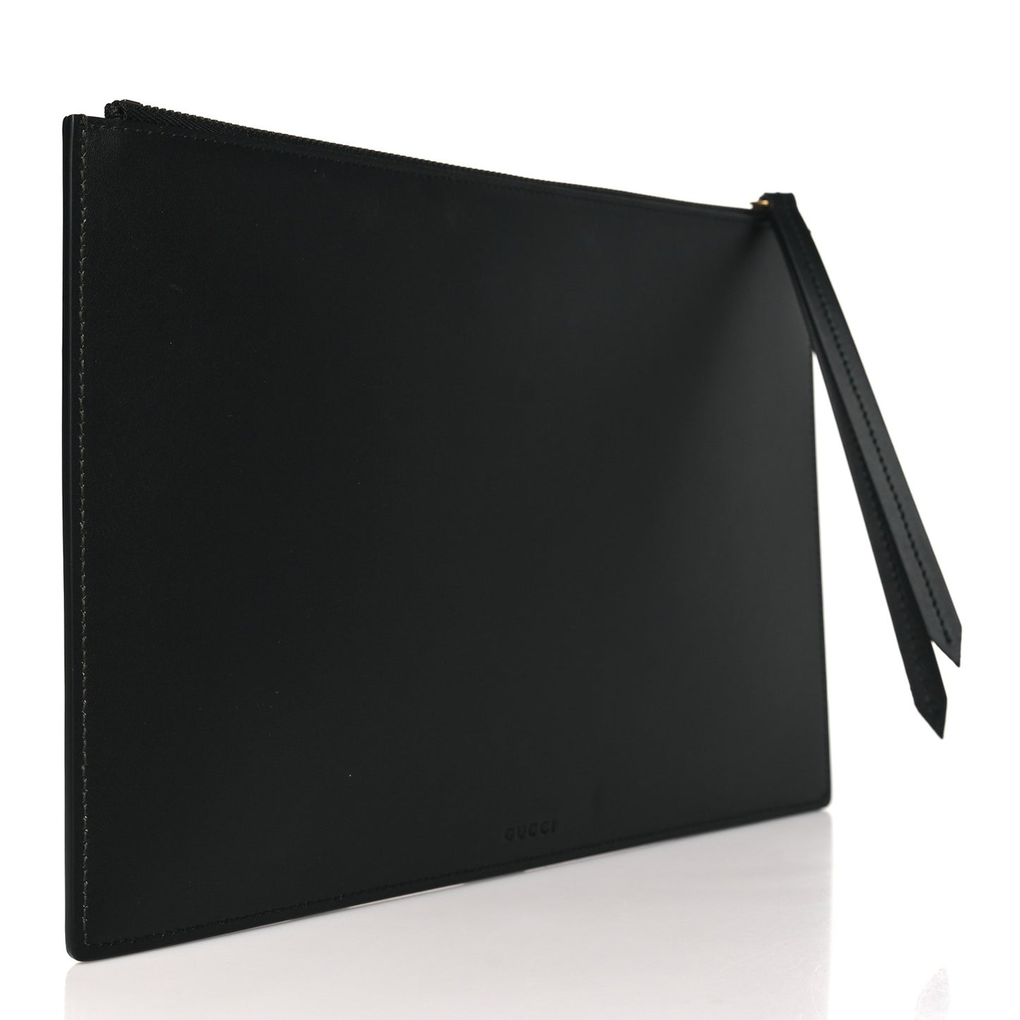 Calfskin GucciGhost Life is Gucci Zip Pouch Black