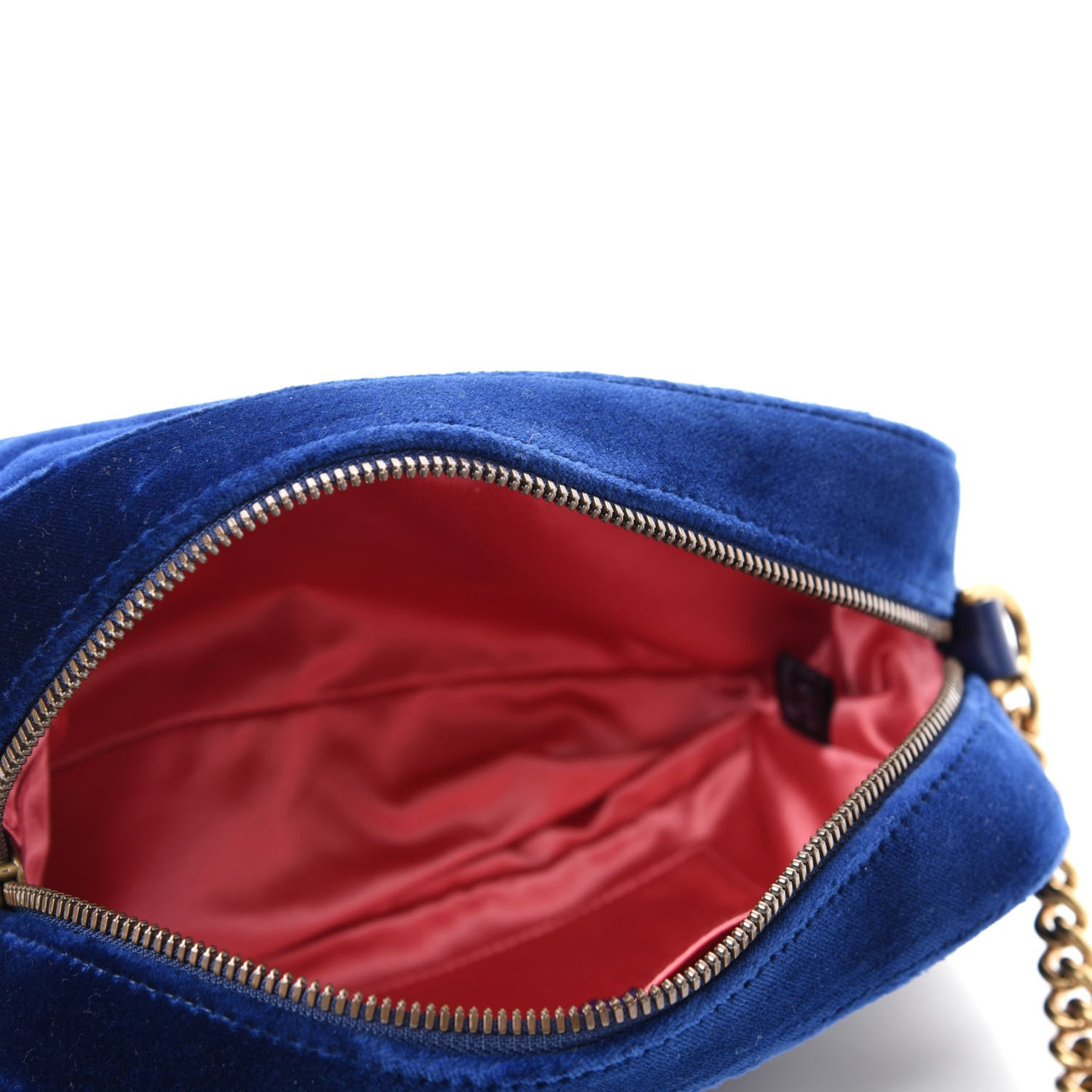 Gucci Velvet Matelasse Small GG Marmont Chain Shoulder Bag Cobalt 5 of 10