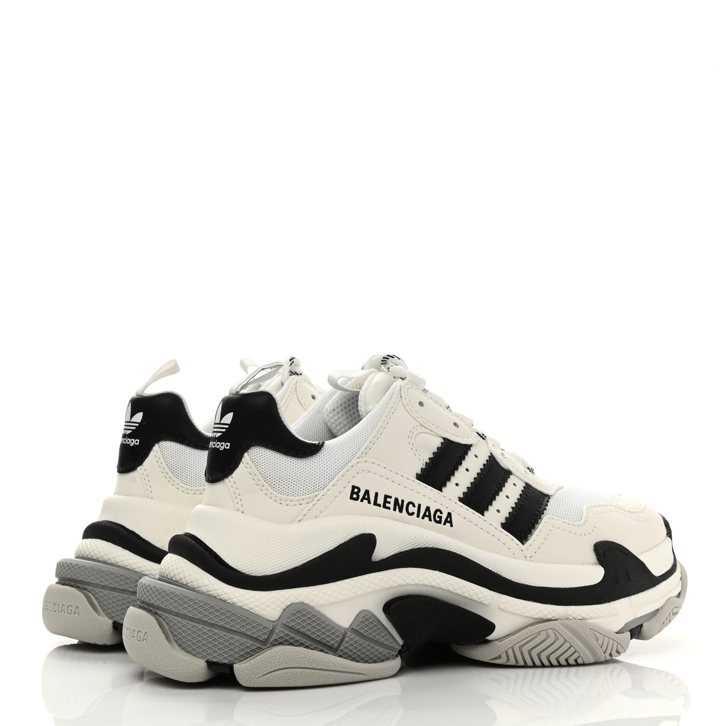 X ADIDAS Fabric Mesh Womens Triple S Sneakers 36 White Black Light Grey Grey