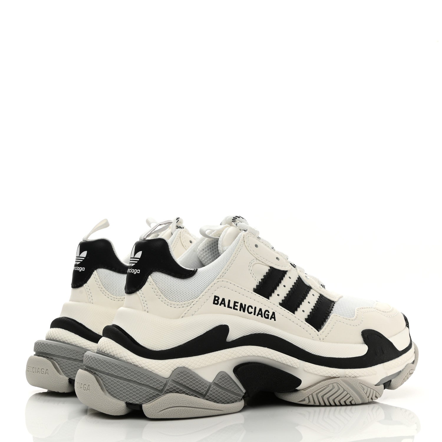 Balenciaga X ADIDAS Fabric Mesh Womens Triple S Sneakers 36 White Black Light Grey Grey 4 of 8