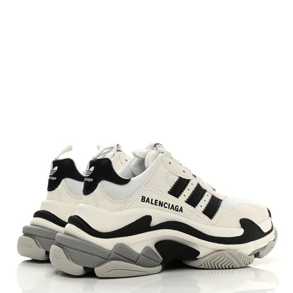 Balenciaga X ADIDAS Fabric Mesh Womens Triple S Sneakers 36 White Black Light Grey Grey 4 of 8