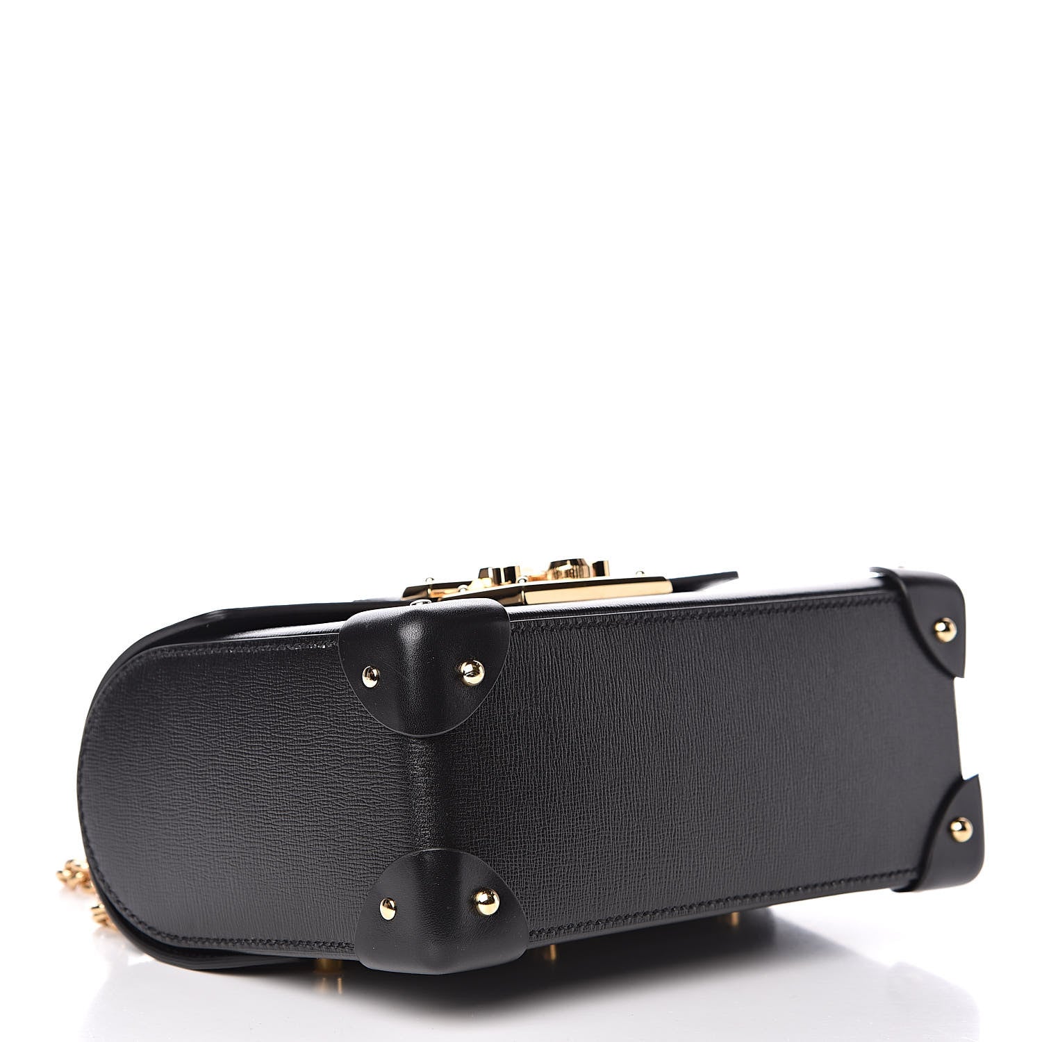 Gucci Calfskin Small Padlock Bamboo Shoulder Bag Black 4 of 10
