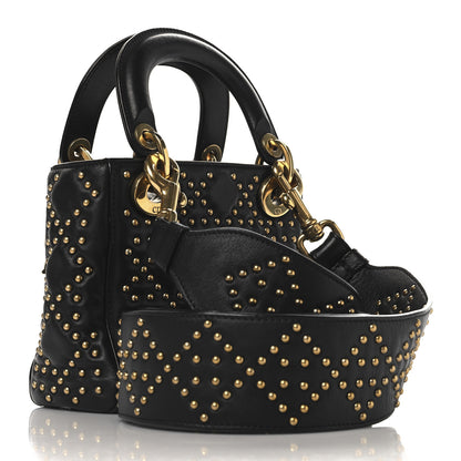 Christian Dior Lambskin Studded Mini Supple Lady Dior Black 3 of 10