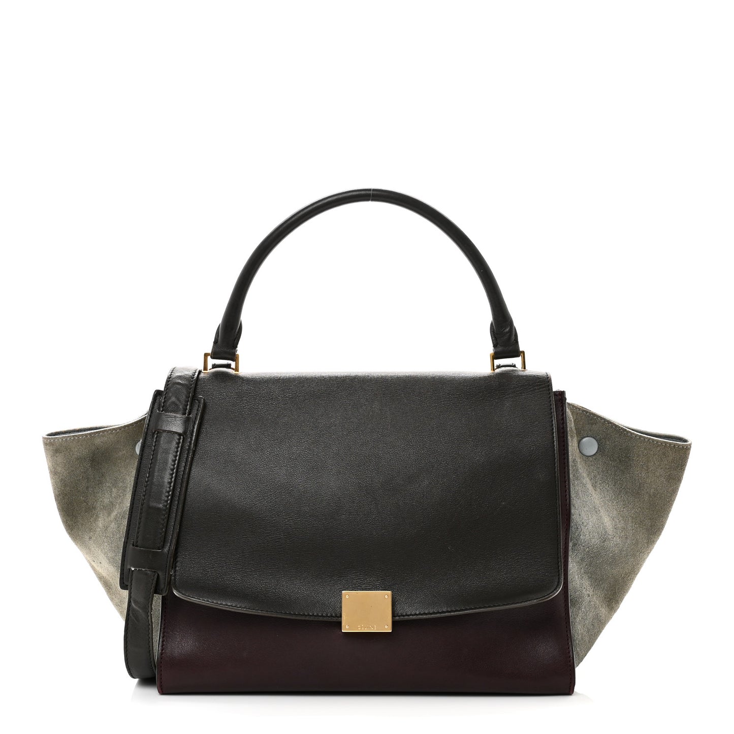Calfskin and Suede Small Tri-Color Trapeze Dark Grey