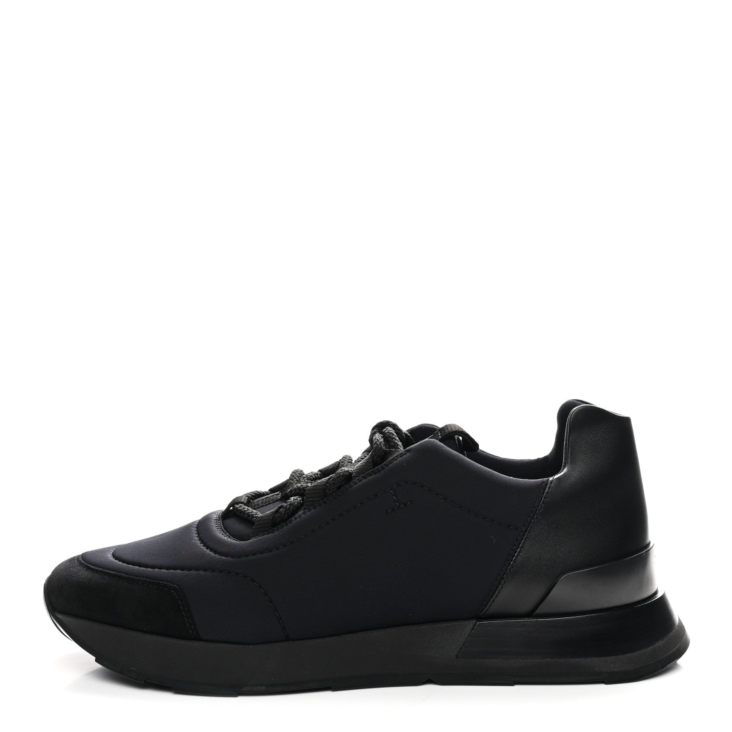 Hermes Technical Canvas Calfskin Suede Goatskin Mens Buster Sneakers 43 Black 1 of 9