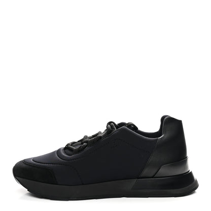 Hermes Technical Canvas Calfskin Suede Goatskin Mens Buster Sneakers 43 Black 1 of 9
