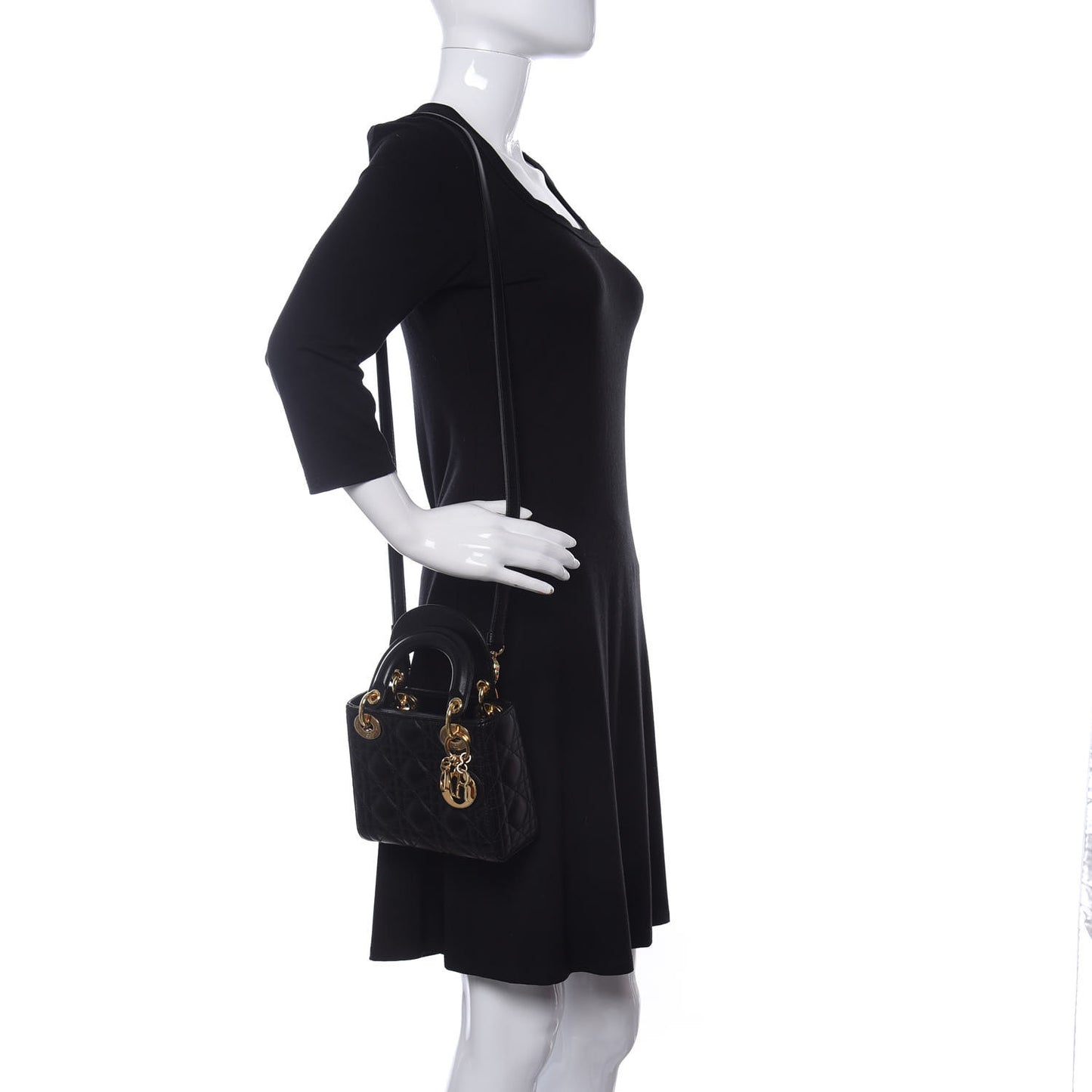Lambskin Cannage Mini Lady Dior Black