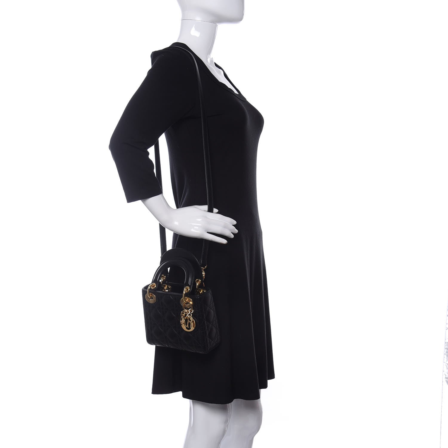 Christian Dior Lambskin Cannage Mini Lady Dior Black 2 of 21