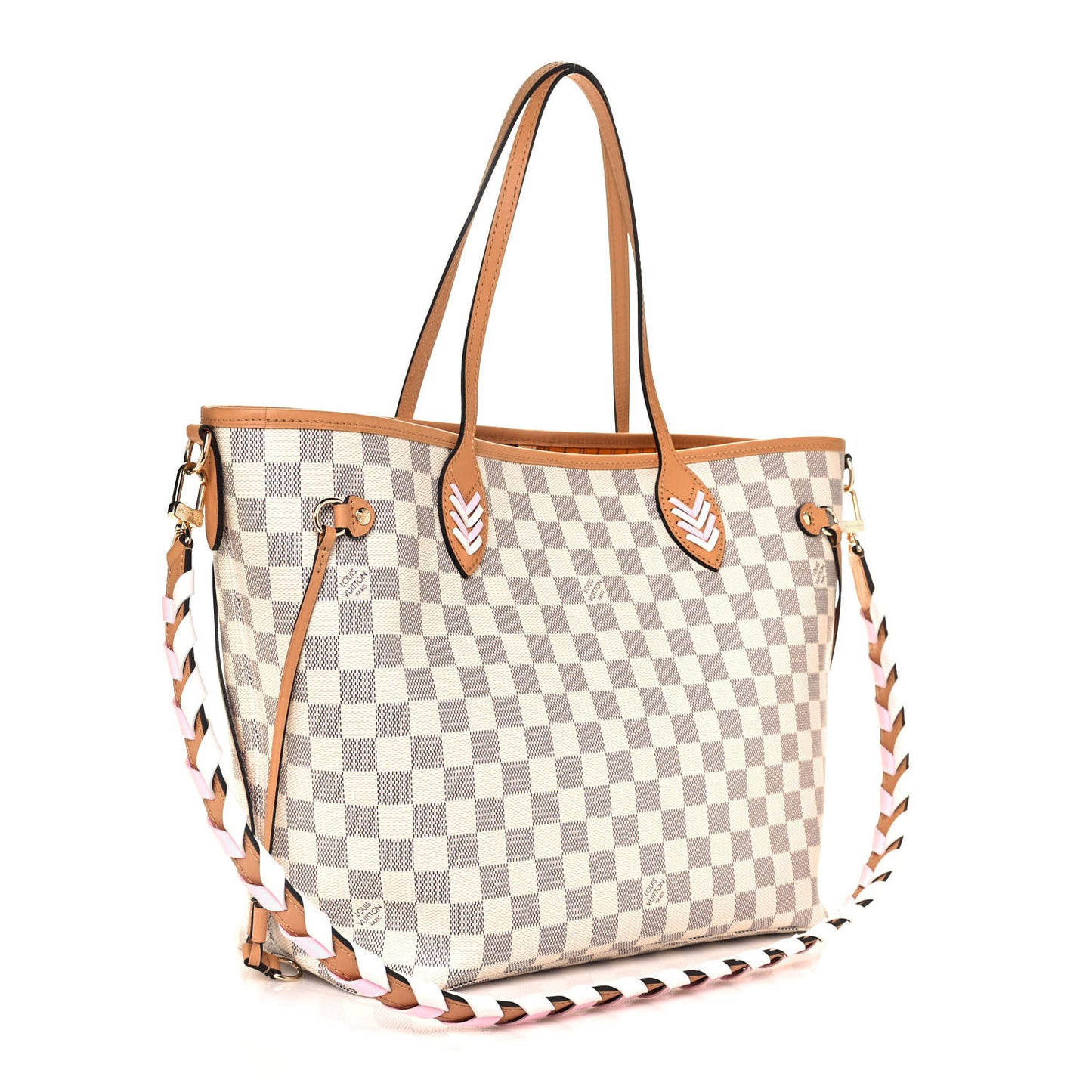 Damier Azur Braided Neverfull MM Pink