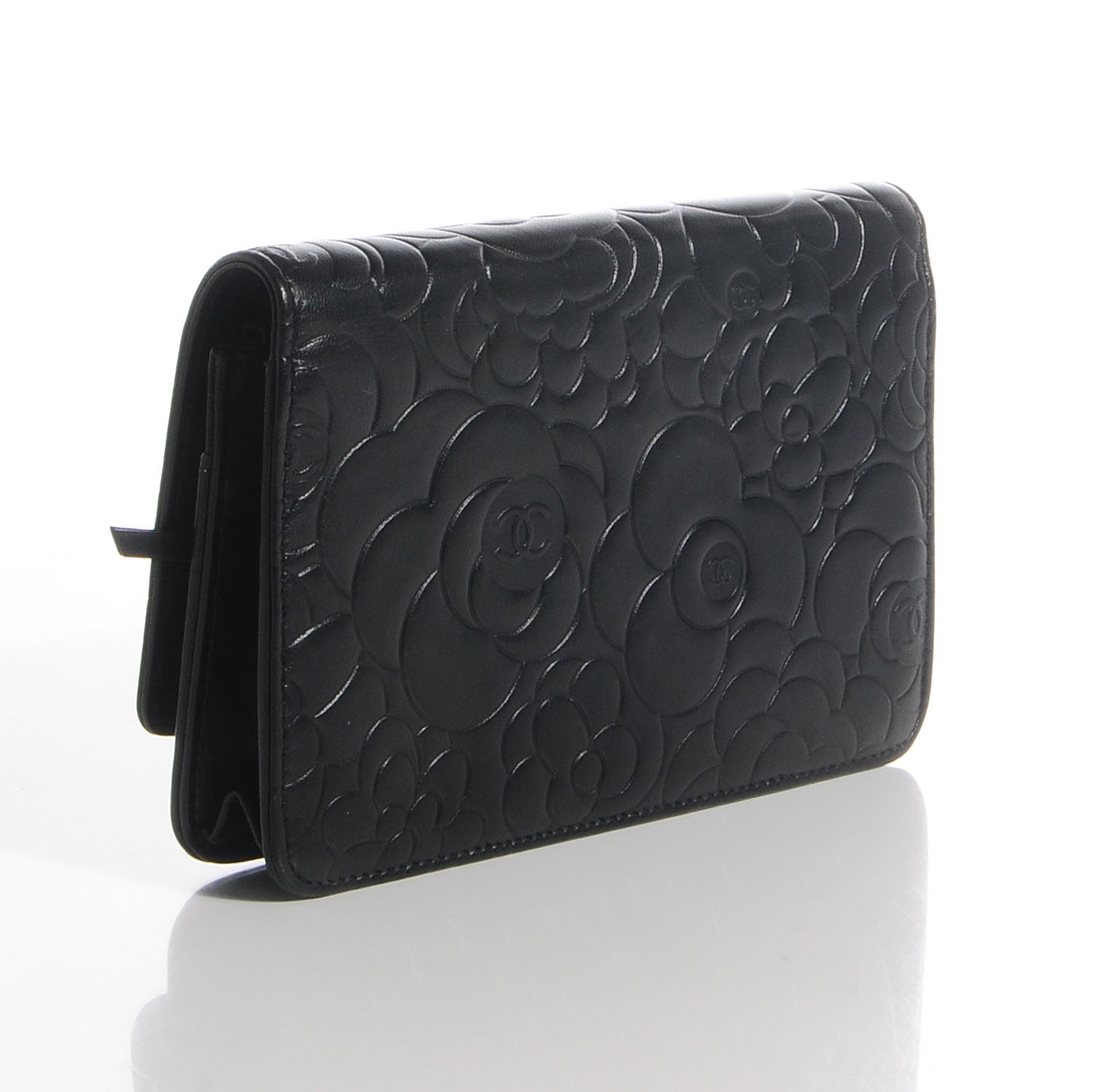 Chanel Lambskin Camellia Wallet on Chain WOC Black 3 of 8