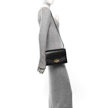 Chanel Calfskin Chevron Quilted Medal Flap Black 2 of 10