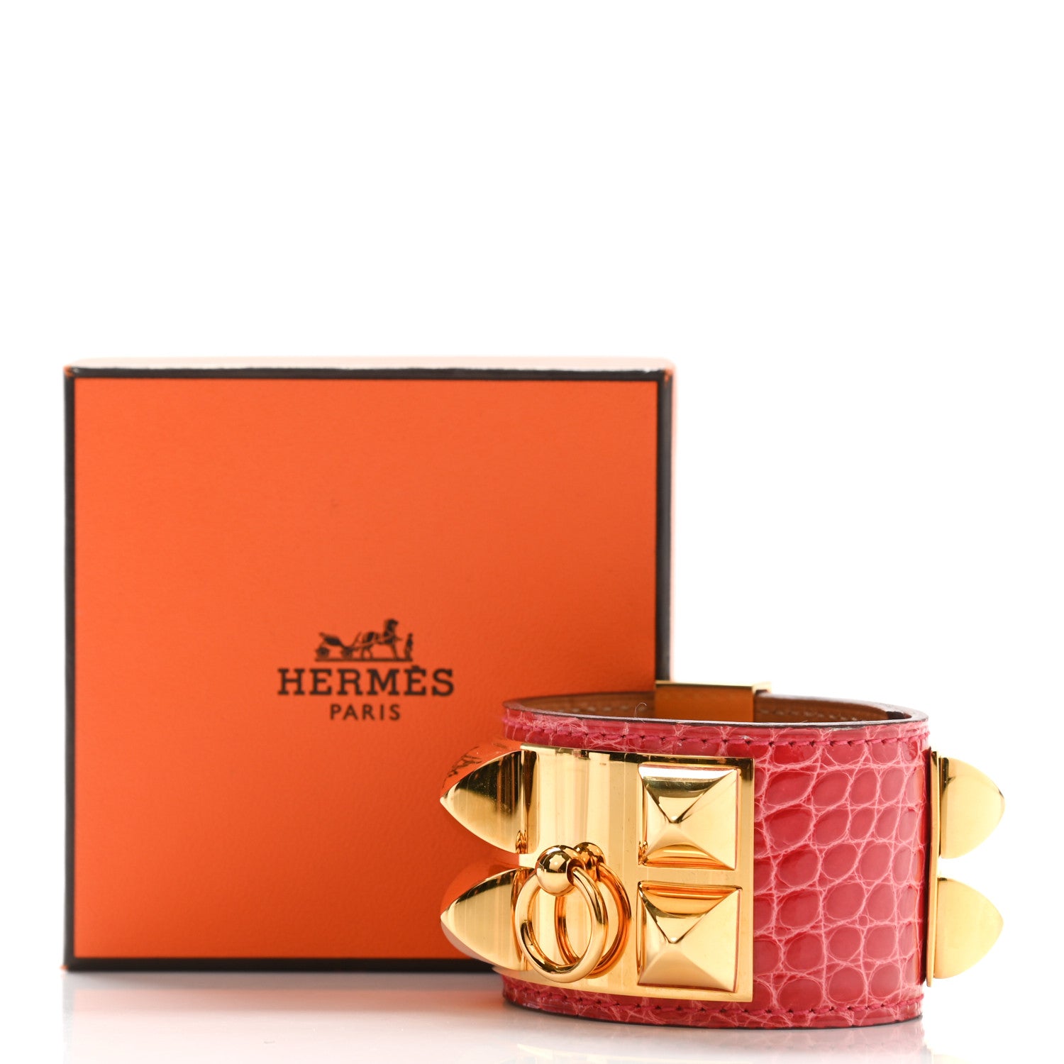Hermes Shiny Alligator Collier De Chien CDC Bracelet S Bougainvillea 6 of 6