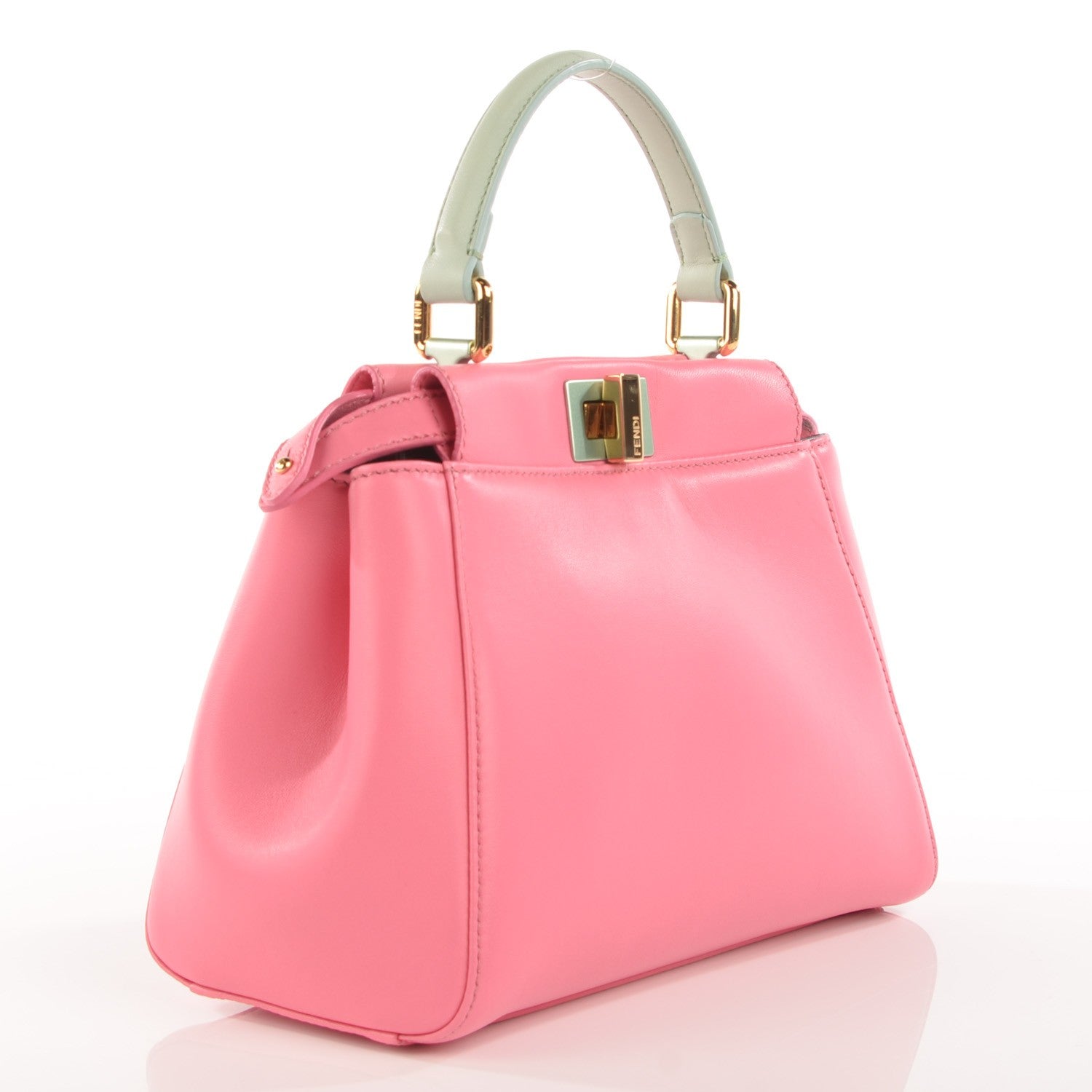 Fendi Nappa Colorblock Mini Peekaboo Iconic Satchel Rosa Fluo Oxigen Slate 3 of 8