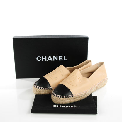 Chanel Lambskin CC Espadrilles 37 Beige Black 5 of 10