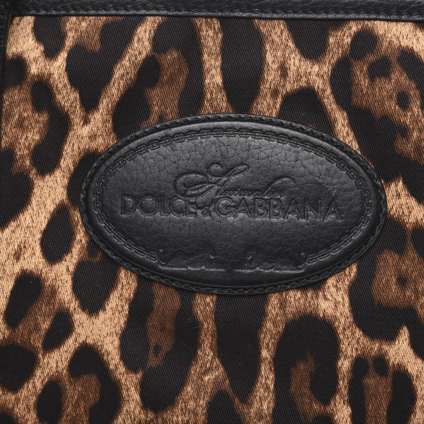 Canvas Leopard Print Medium Tote Black