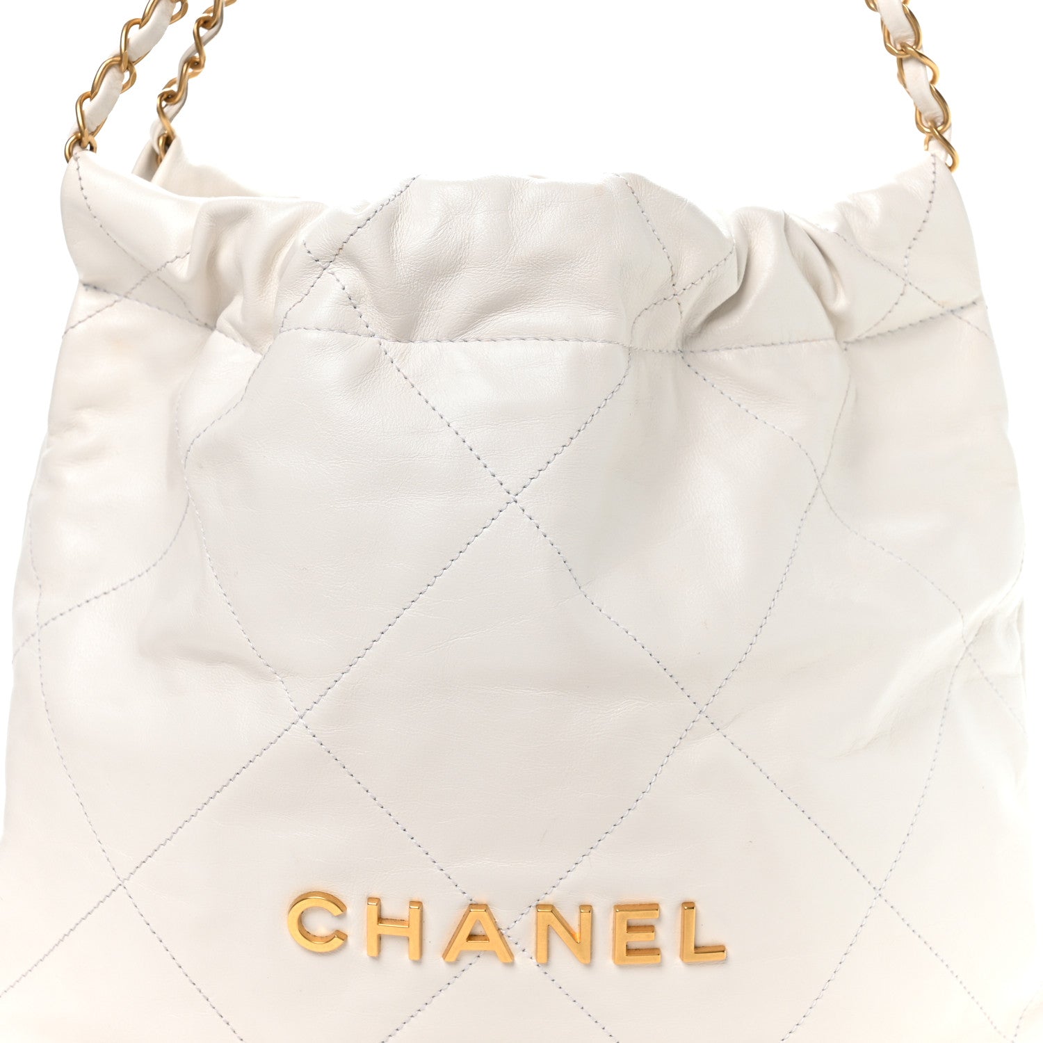 Chanel Shiny Calfskin Quilted Small Chanel 22 White 9 of 12