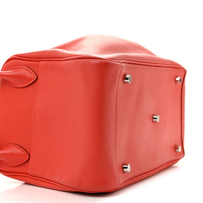Hermes Swift Epsom Lindy 30 Tressage De Cuir Rouge De Coeur Bleu Du Nord Rouge H 9 of 13