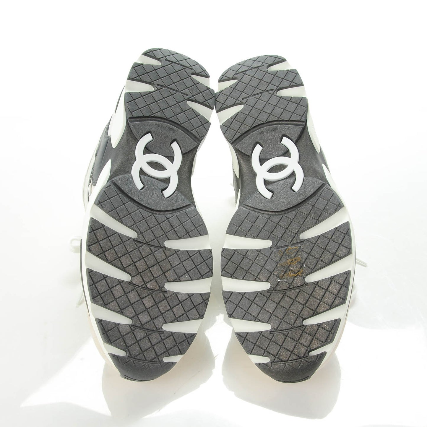 Suede Calfskin CC Sneakers 37.5 White Grey