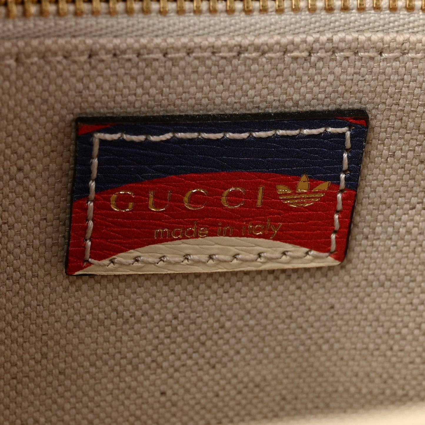 X ADIDAS Shangai Calfskin Web Trefoil Interlocking G Small Horsebit 1955 Shoulder Bag Red White Blue