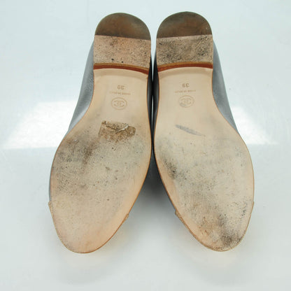 Chanel Metallic Lambskin Crystal Cap Toe CC Ballerina Flats 39 Silver Gold 7 of 8