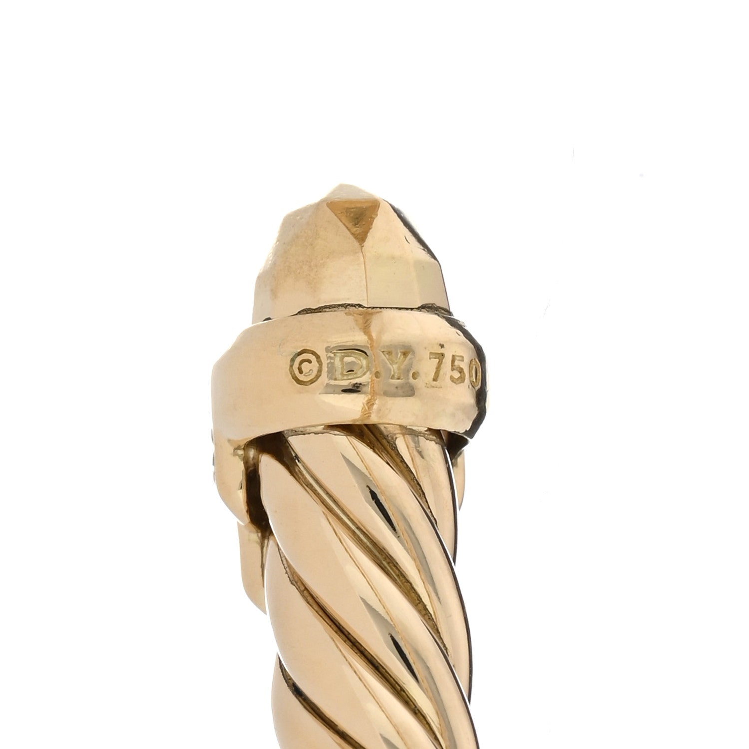 David Yurman 18K Yellow Gold Diamond 5mm Empire Cable Bracelet 3 of 3