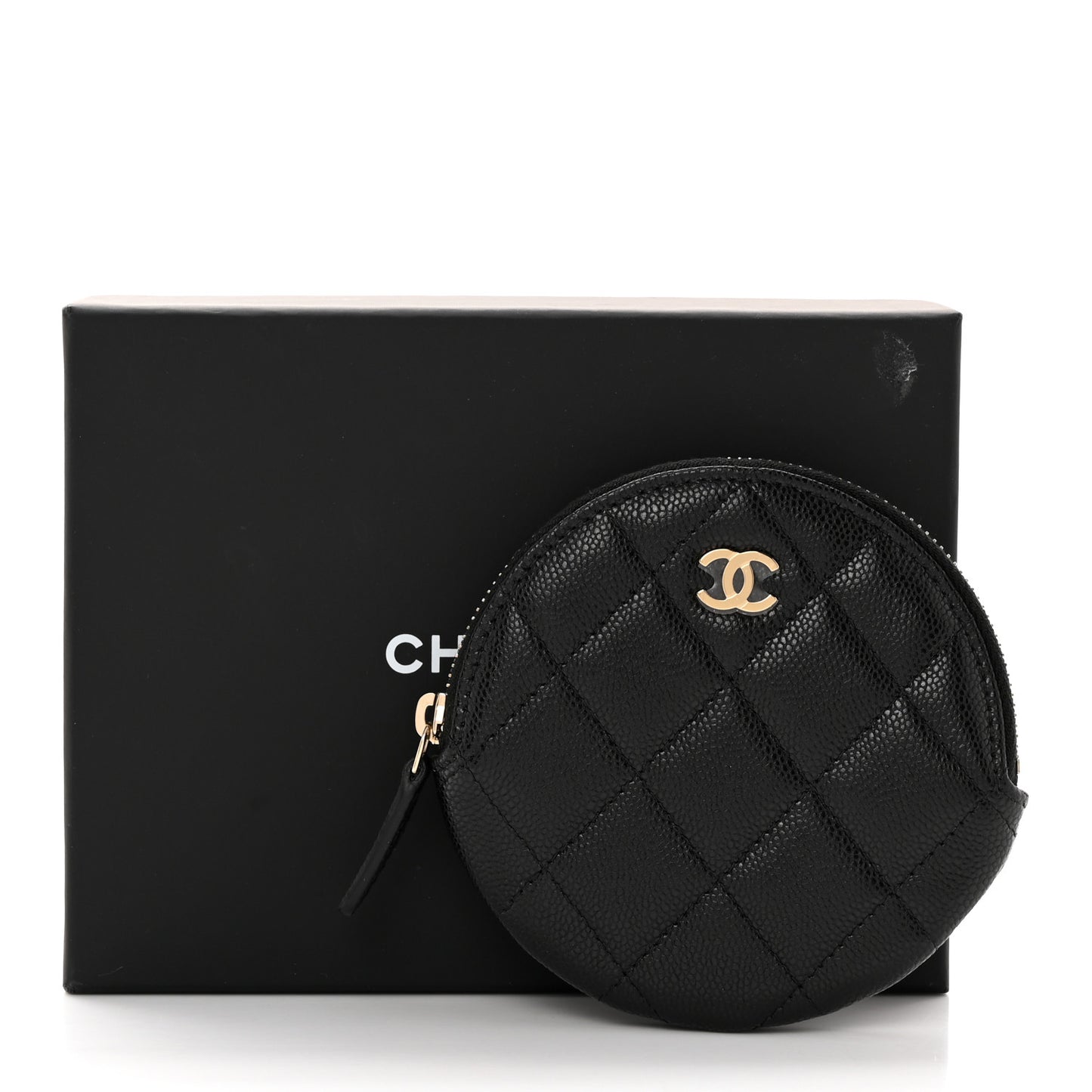 Caviar Quilted Zip Around Classic Coin Purse Black