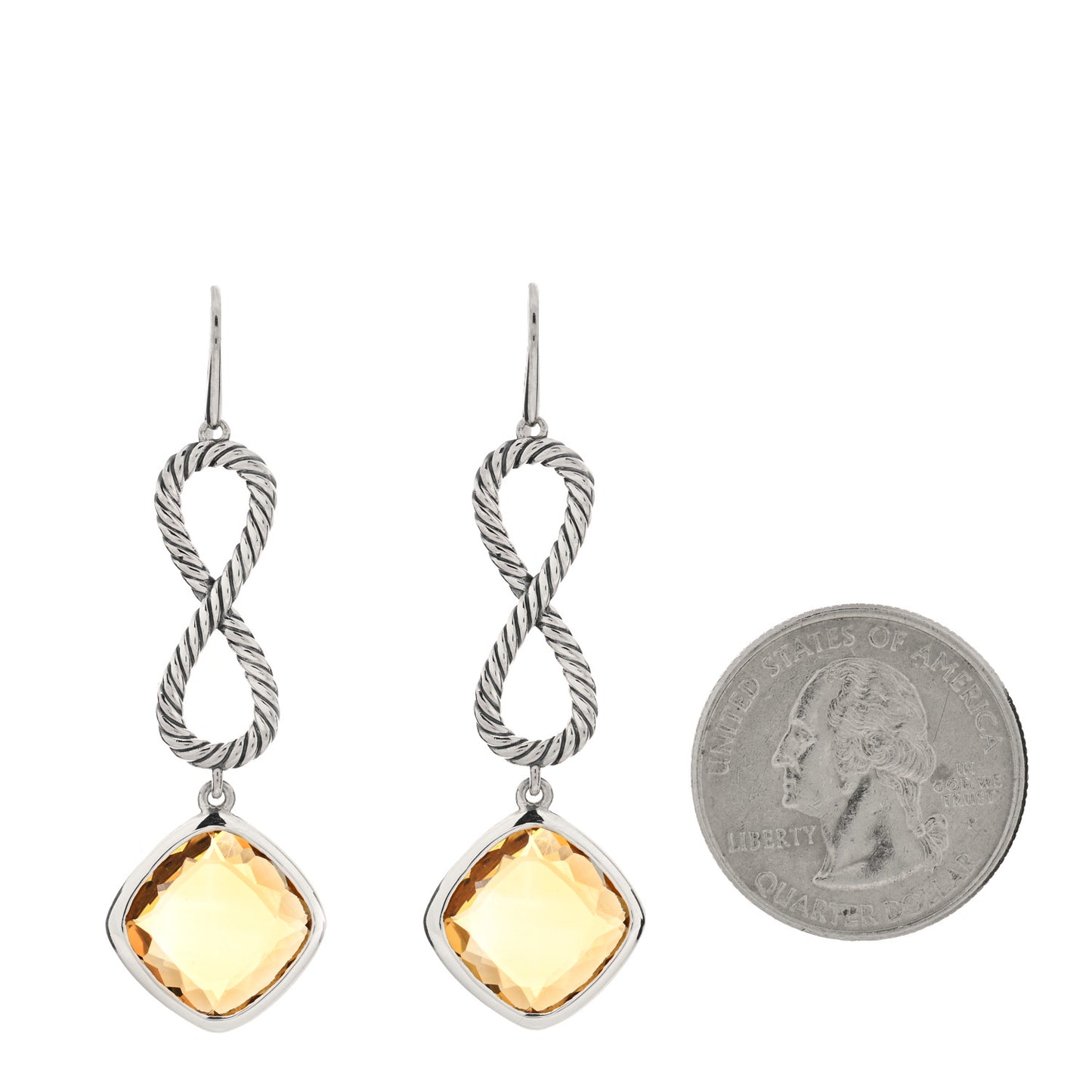 Sterling Silver Citrine Infinity Drop Earrings