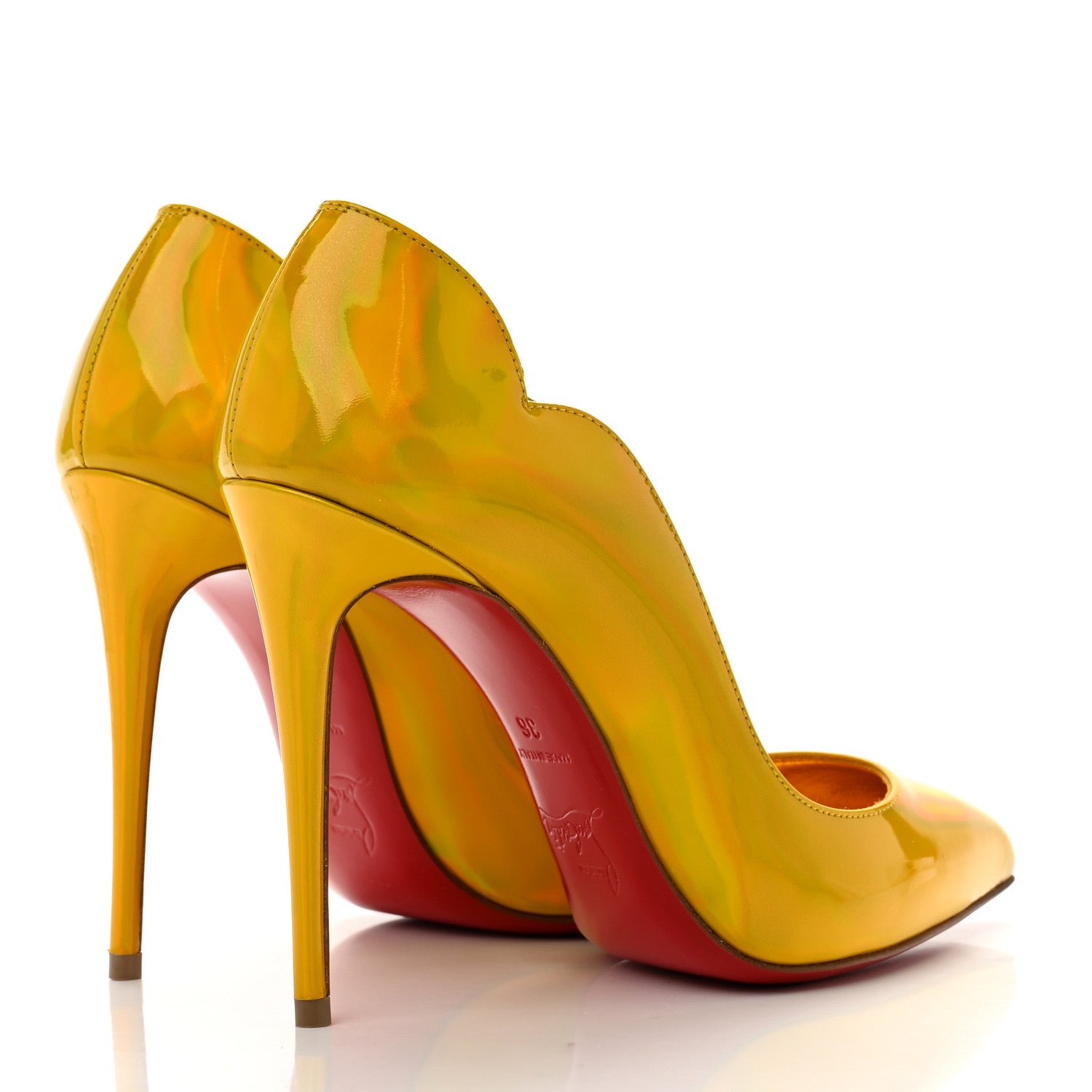 Christian Louboutin Metallic Patent Psychic Hot Chick 100 Pumps 36 Yellow 4 of 8