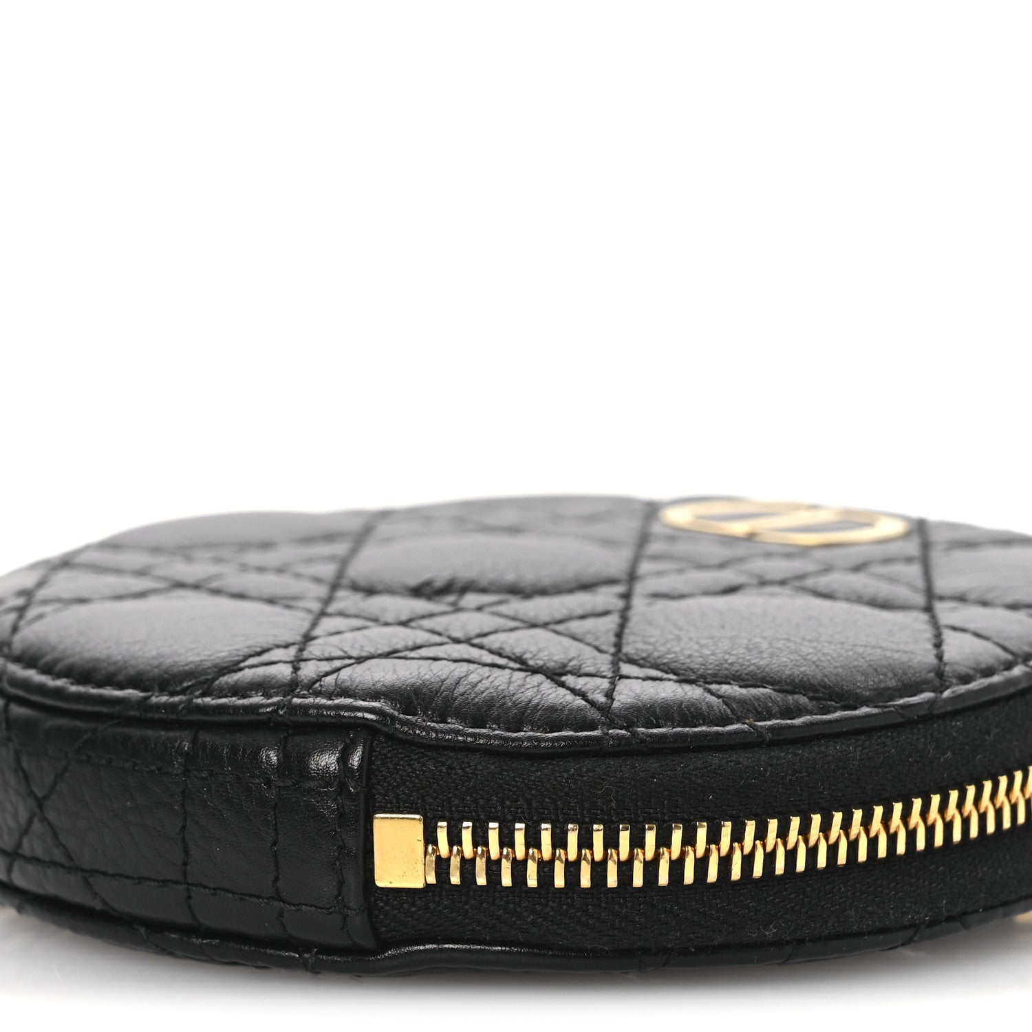 Christian Dior Calfskin Cannage Round Caro Pouch Black 10 of 10