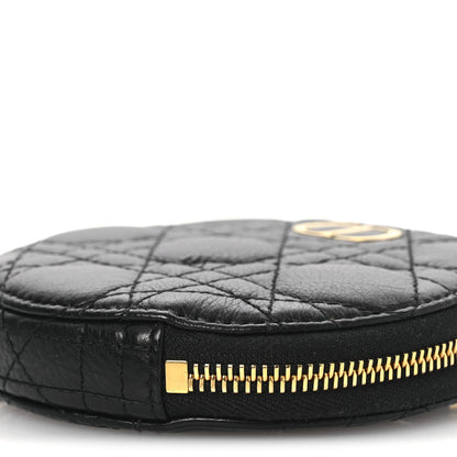 Christian Dior Calfskin Cannage Round Caro Pouch Black 10 of 10