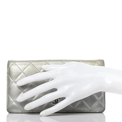 Chanel Metallic Lambskin Quilted Yen Wallet Silver 2 of 16