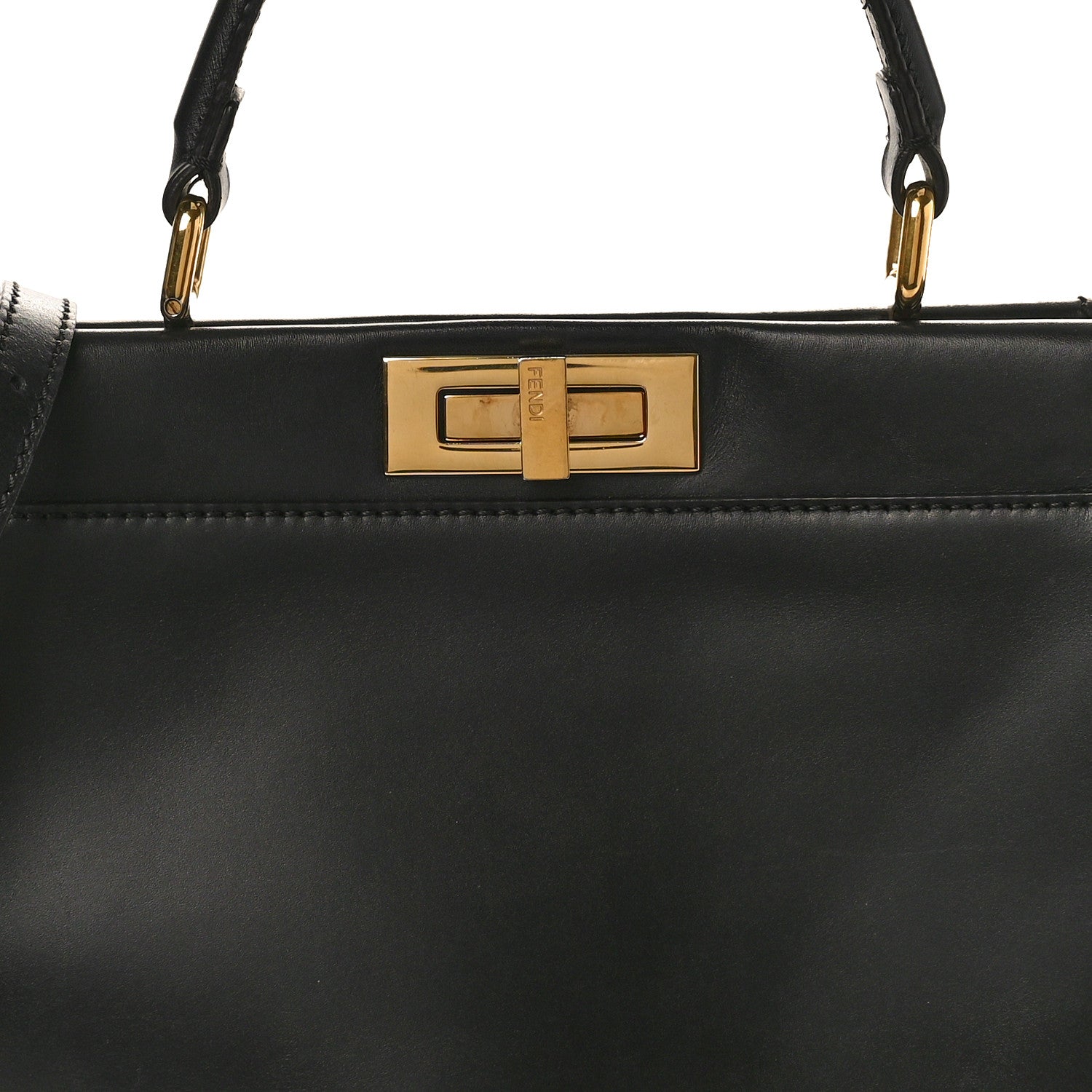 Fendi Vitello Morgan Fabric Jacquard Pequin Medium Peekaboo Iconic Satchel Black Tobacco 8 of 10