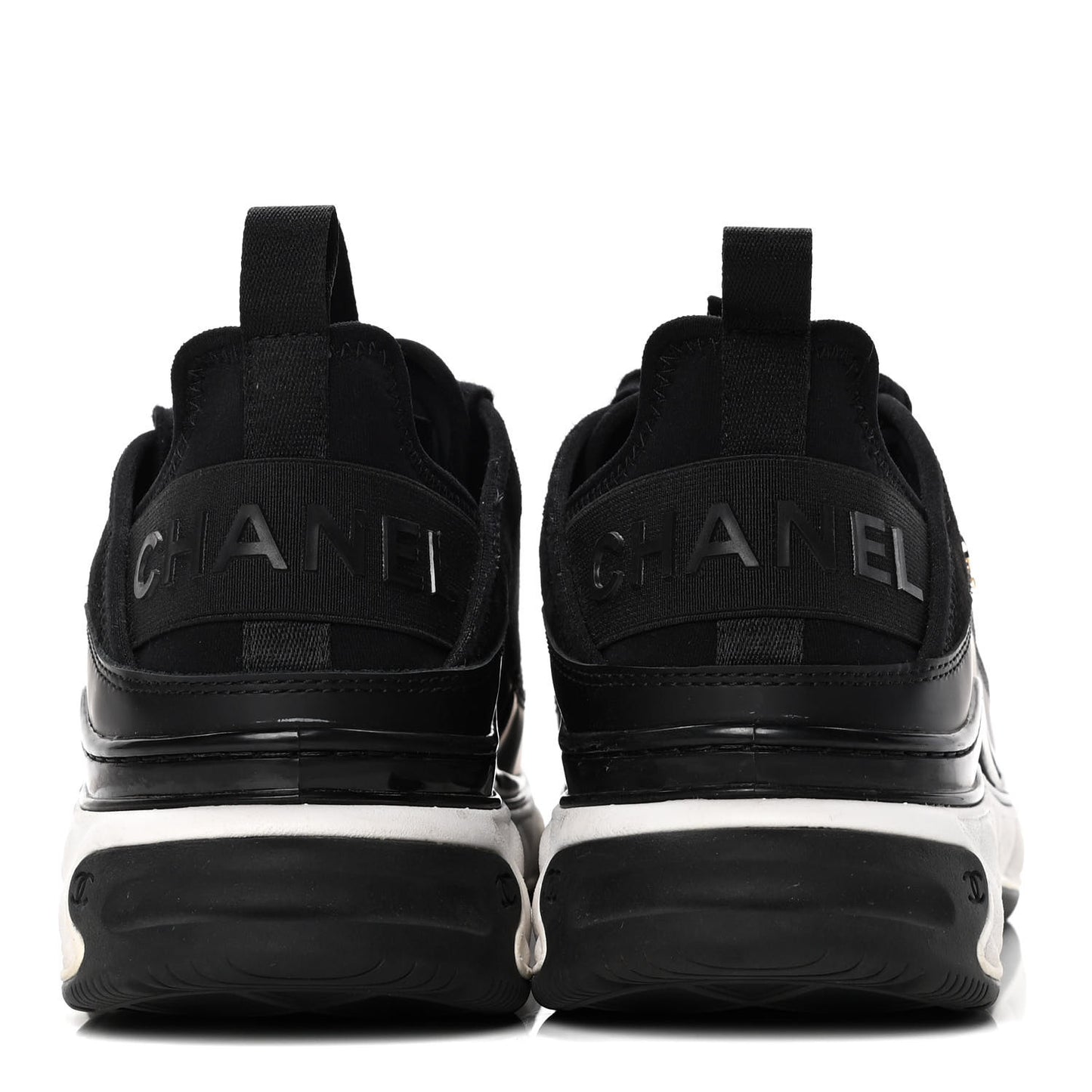 Velvet Calfskin Mixed Fibers CC Sneakers 38 Black