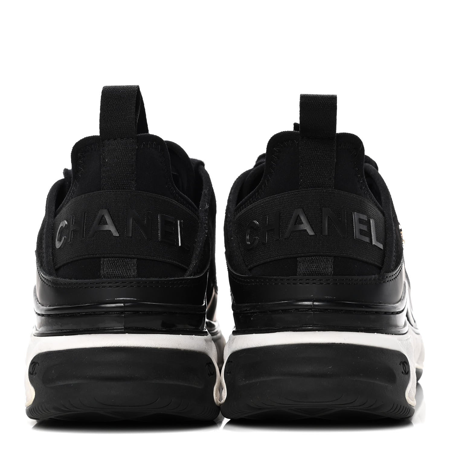 Chanel Velvet Calfskin Mixed Fibers CC Sneakers 38 Black 6 of 10
