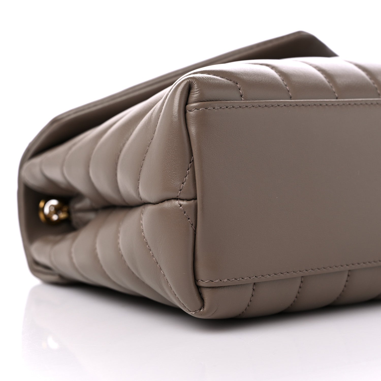 Saint Laurent Calfskin Y Quilted Monogram Small Loulou Chain Satchel Taupe 7 of 10