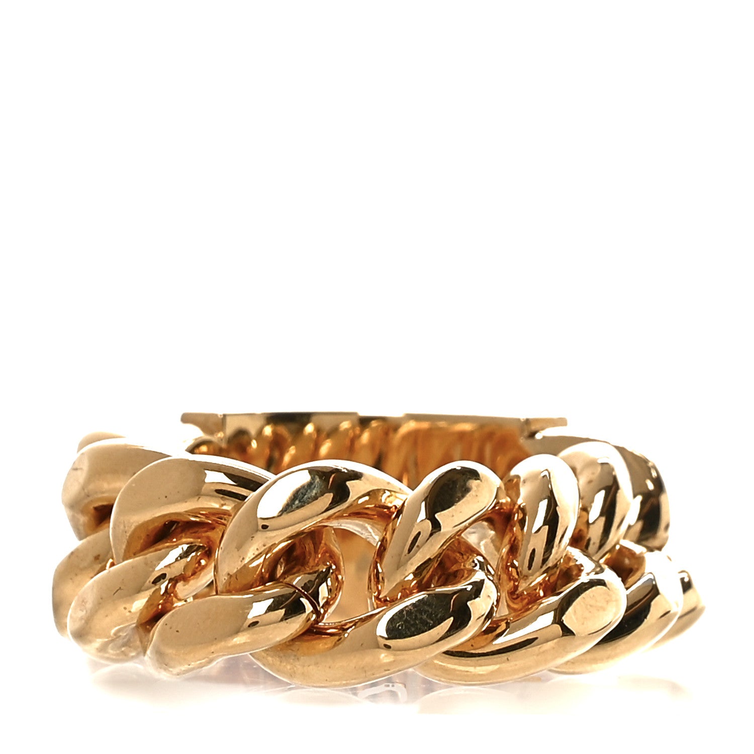 Saint Laurent Logo Engraved Chain Ring 62 10 Gold 3 of 4