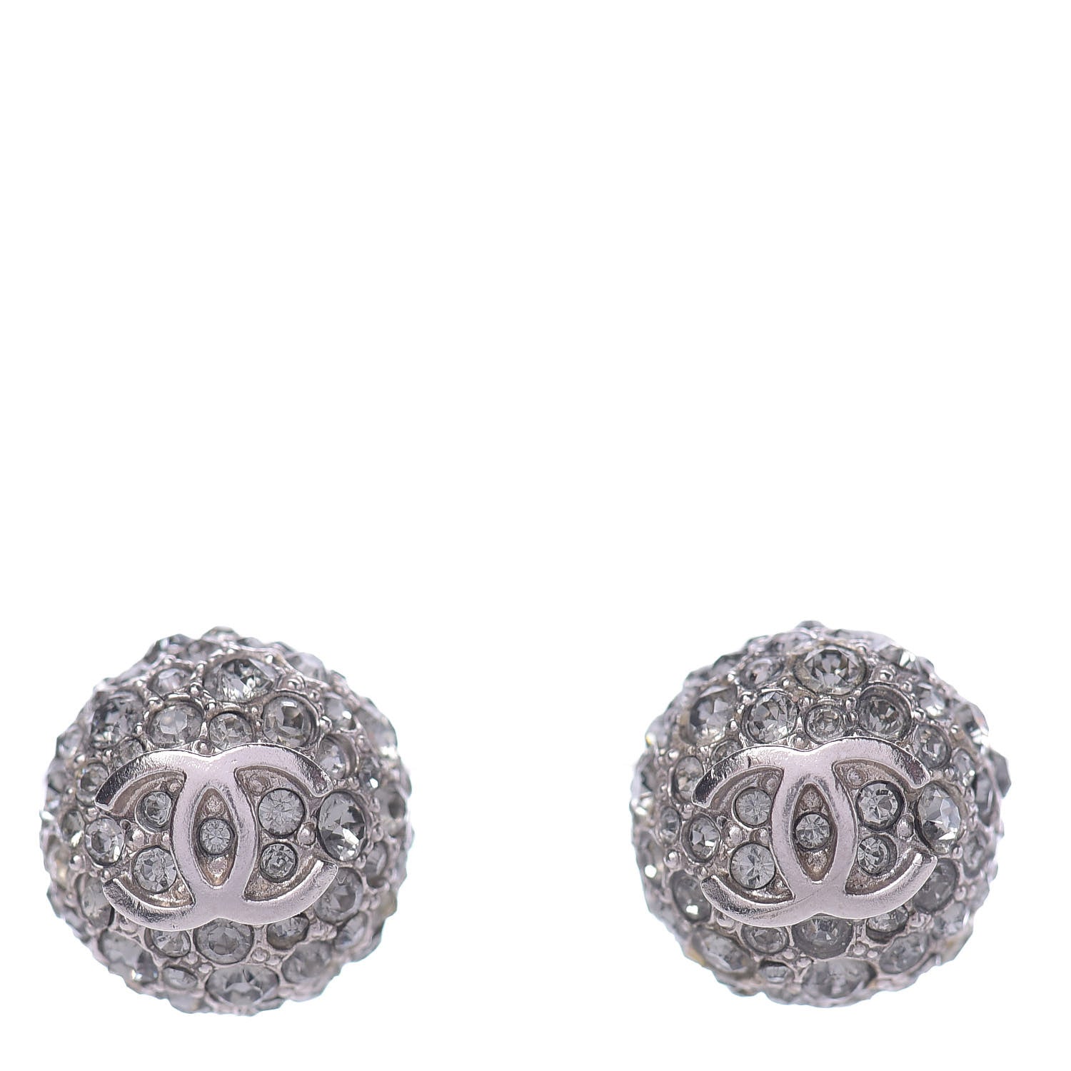 Chanel Crystal CC Earrings Silver 1 of 5