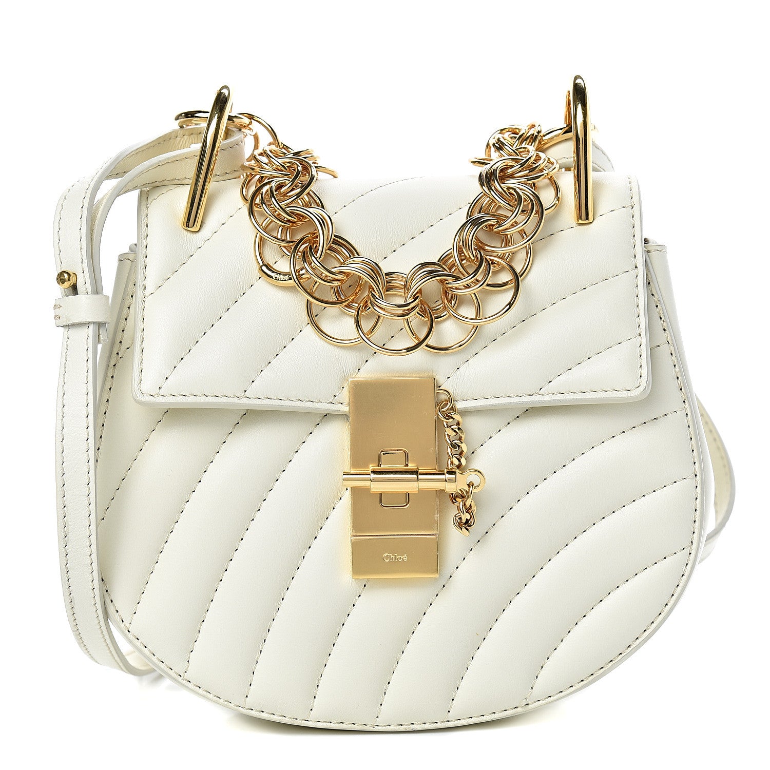 Chloe Calfskin Quilted Mini Drew Bijou Shoulder Bag Natural White 1 of 10