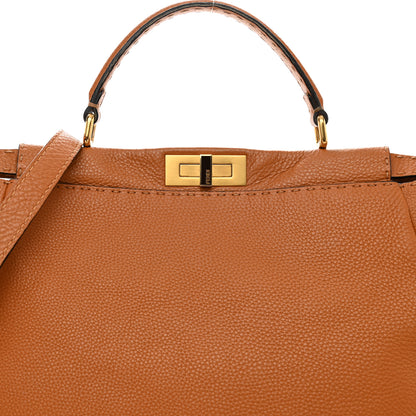 Fendi Cuoio Romano Selleria Bi-Color Large Peekaboo Iconic Satchel Mou Deserto 8 of 13