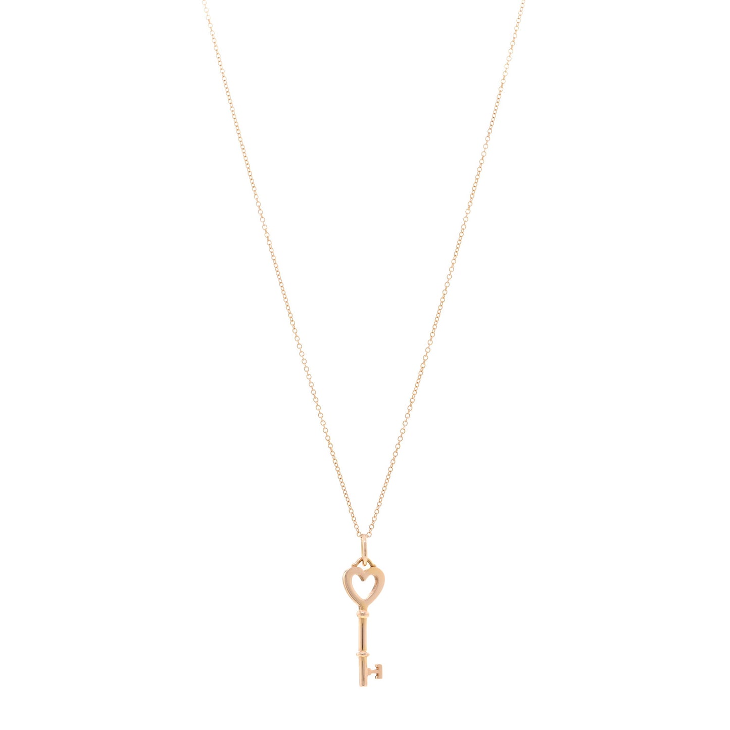 18K Rose Gold Mini Heart Key Pendant Necklace