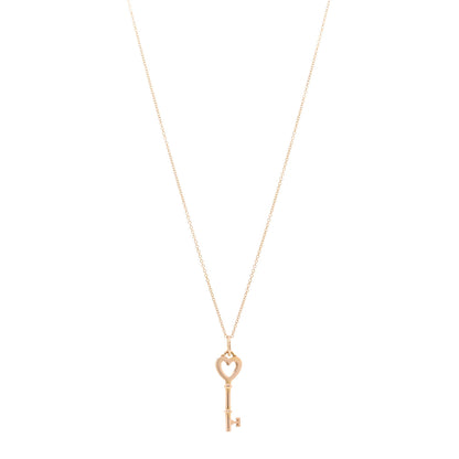 Tiffany 18K Rose Gold Mini Heart Key Pendant Necklace 1 of 6