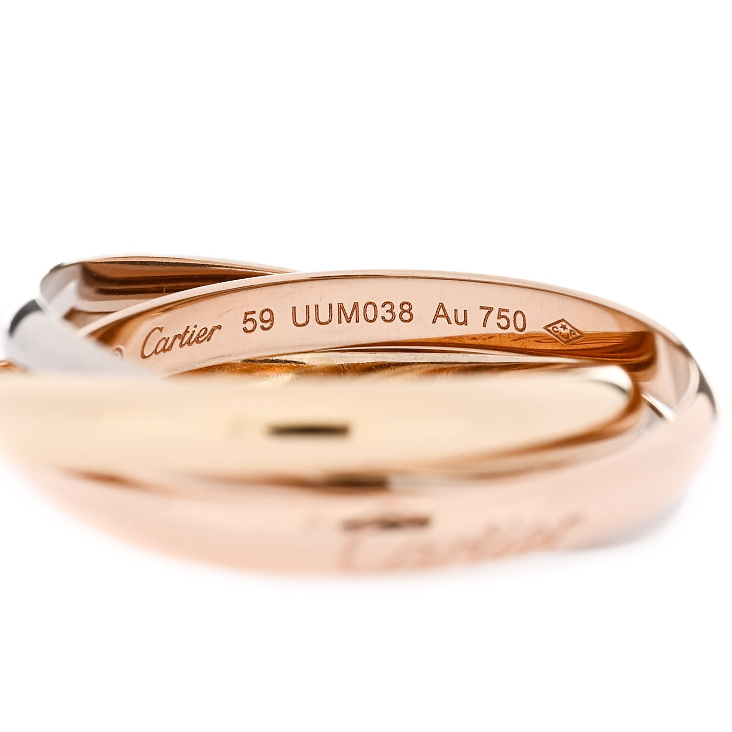 18K Pink Yellow White Gold Small Trinity Ring 59 8.75