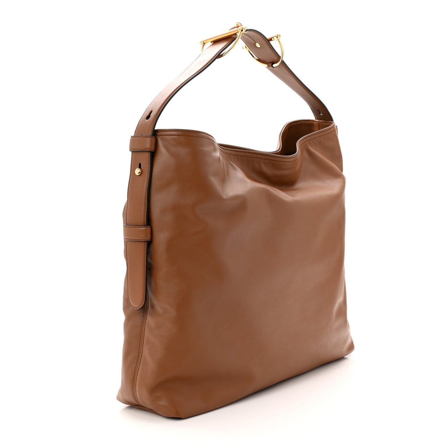 Calfskin Beatrix Horsebit Large Tote Bag Brown