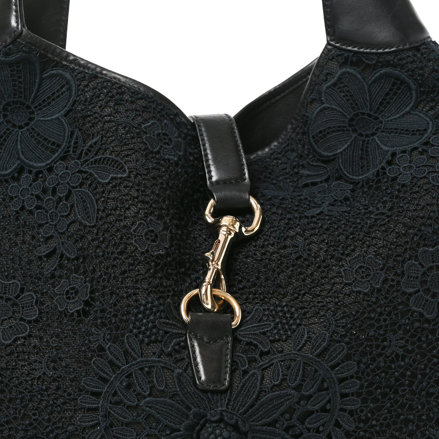 Gucci Calfsking Lace Large Jackie O Bouvier Hobo Black 8 of 11