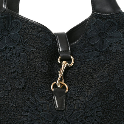 Gucci Calfsking Lace Large Jackie O Bouvier Hobo Black 8 of 11