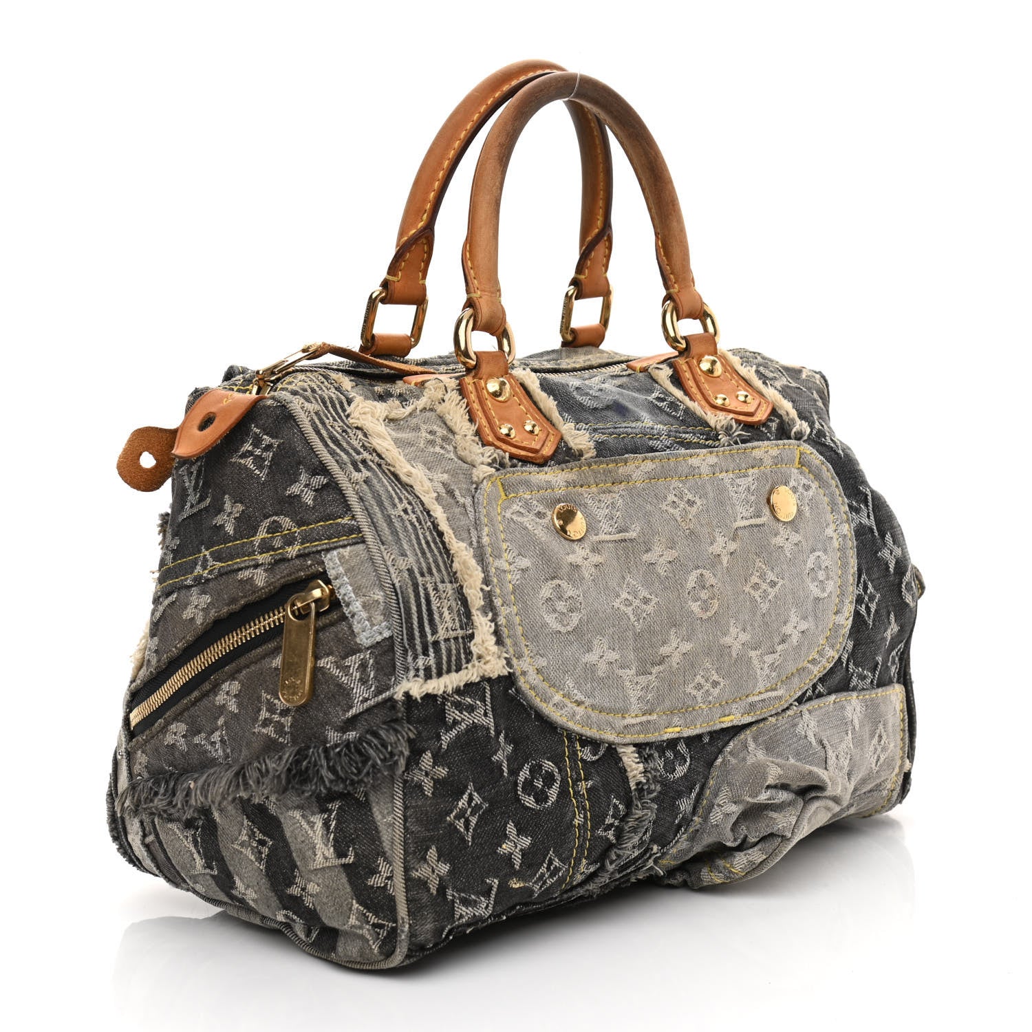 Louis Vuitton Denim Patchwork Speedy 30 Grey 2 of 13