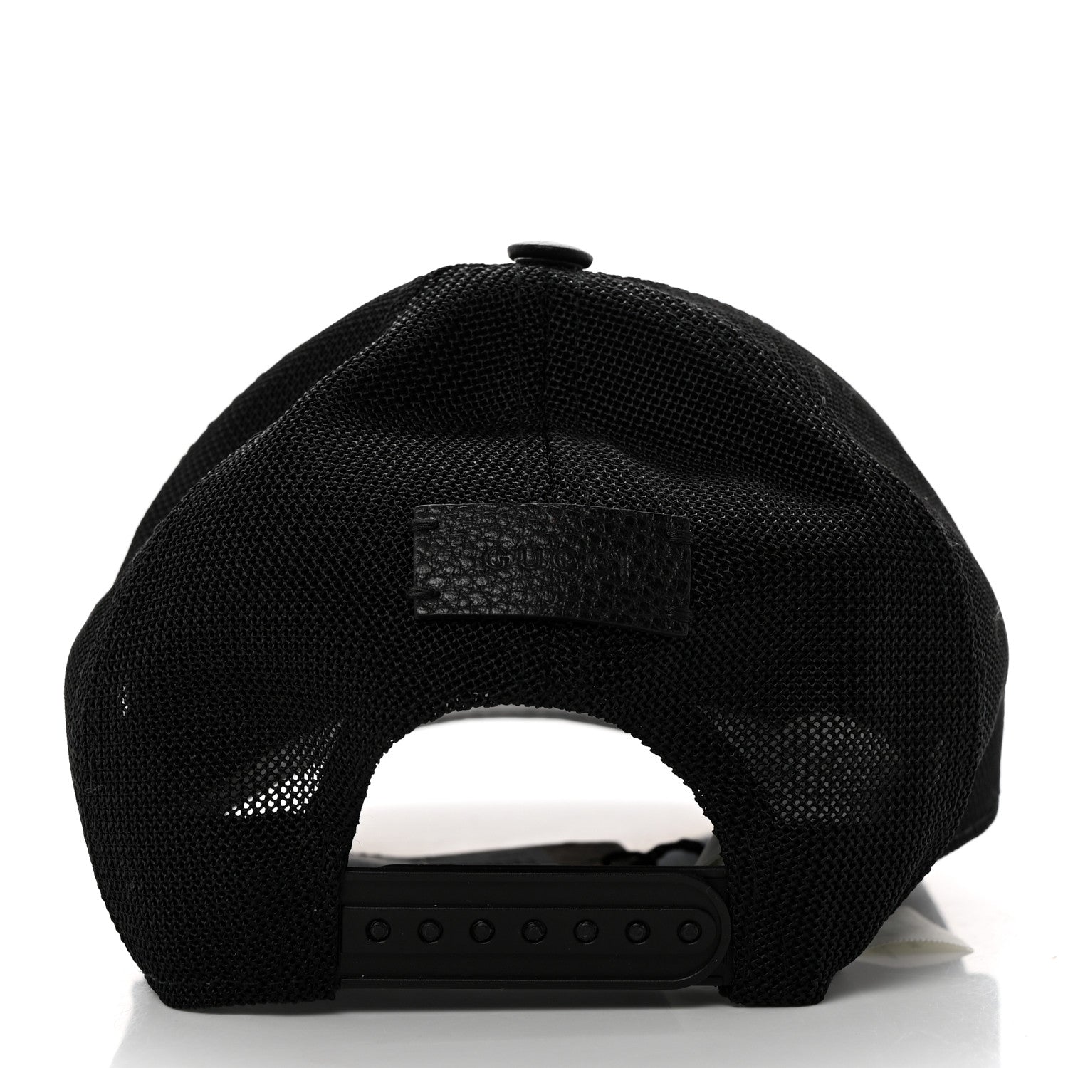 Gucci Nylon Light Mesh Dollar Calfskin GG Monogram Baseball Hat M Black 6 of 9