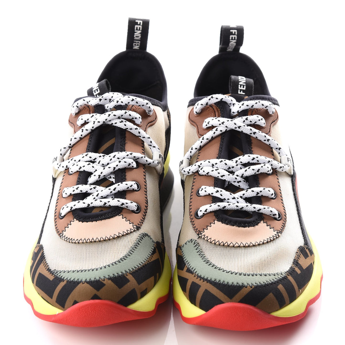 Technical Mesh Lycra FFreedom Patchwork Sneakers 36 Nude Tobacco Black